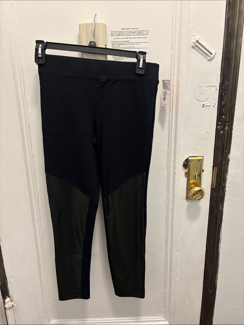Joe Fresh Black Leggings with Faux-Leather Knee Panels
